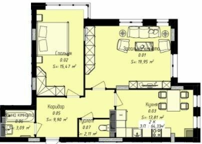 2-комнатная 64.33 м² в ЖК Джем Сити от 16 000 грн/м², г. Каменец-Подольский