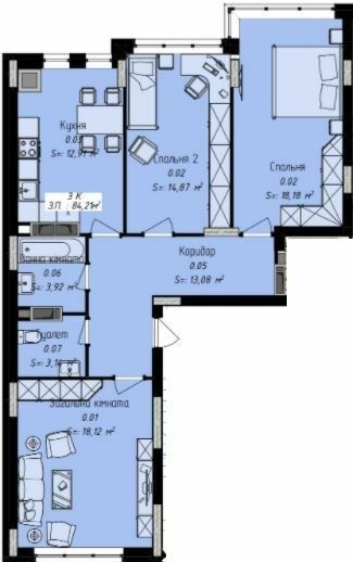 3-комнатная 84.21 м² в ЖК Джем Сити от 16 000 грн/м², г. Каменец-Подольский