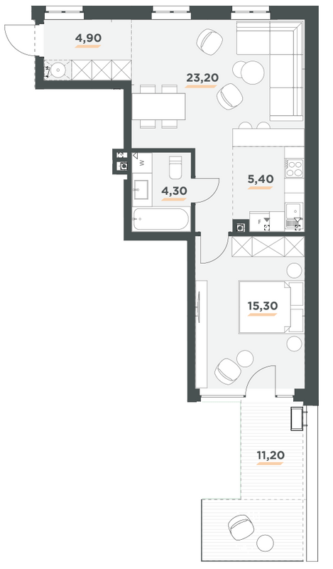 1-кімнатна 56.5 м² в ЖК 31 від 39 900 грн/м², Київ