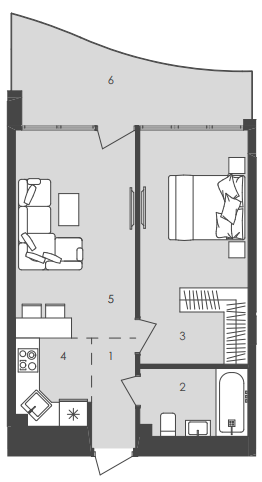 1-кімнатна 46.2 м² в  Aura Apart від 32 400 грн/м², Одеса