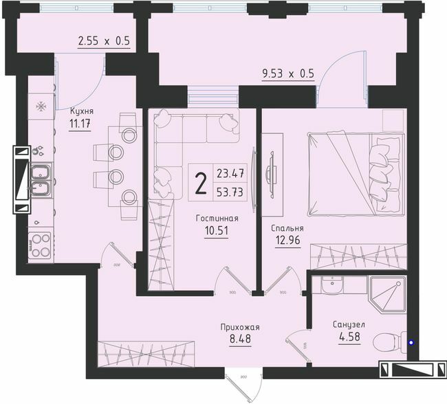 2-кімнатна 63.28 м² в ЖК Avinion від 22 700 грн/м², Одеса