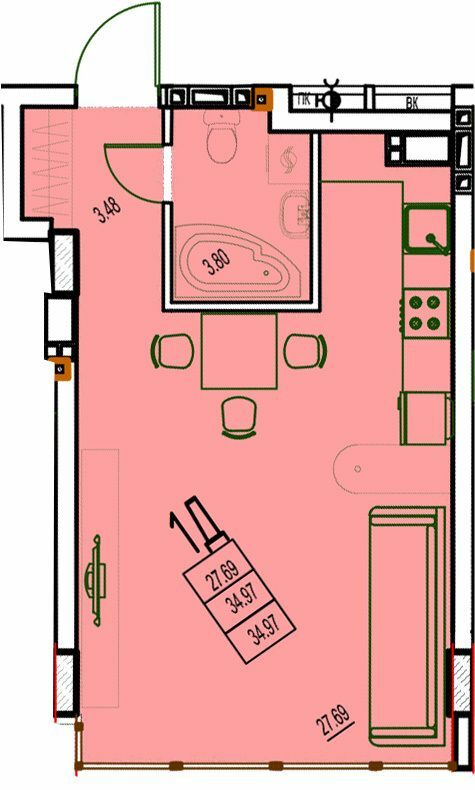 1-кімнатна 41.09 м² в ЖК DERBY Style House від 27 250 грн/м², Одеса