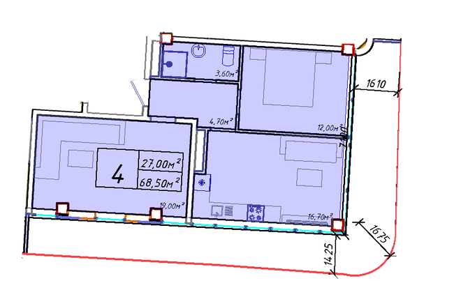2-кімнатна 68.5 м² в ЖК Graf у моря від 42 600 грн/м², Одеса