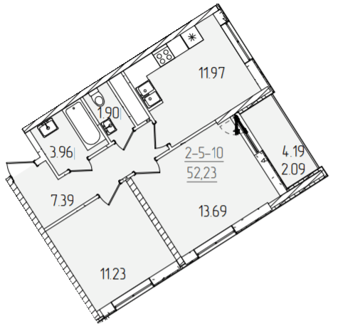 2-кімнатна 52.23 м² в ЖК KADORR City від 23 200 грн/м², Одеса