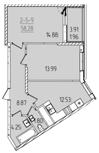 2-кімнатна 58.28 м² в ЖК KADORR City від 26 950 грн/м², Одеса
