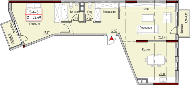2-комнатная 82.4 м² в ЖК MARINIST residence от 30 400 грн/м², Одесса