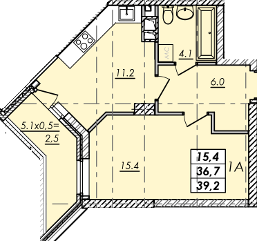 1-кімнатна 39.2 м² в ЖК RealPark від 18 350 грн/м², Одеса
