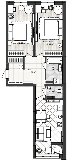 2-кімнатна 67.49 м² в ЖК Sea Town від 19 350 грн/м², Одеса