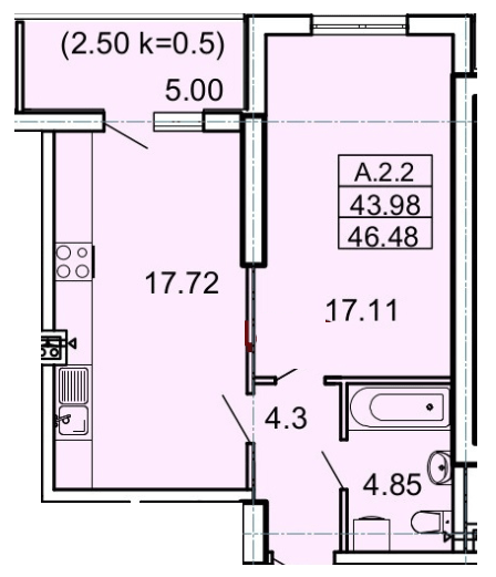 1-кімнатна 46.48 м² в ЖК Акрополь від 30 350 грн/м², Одеса