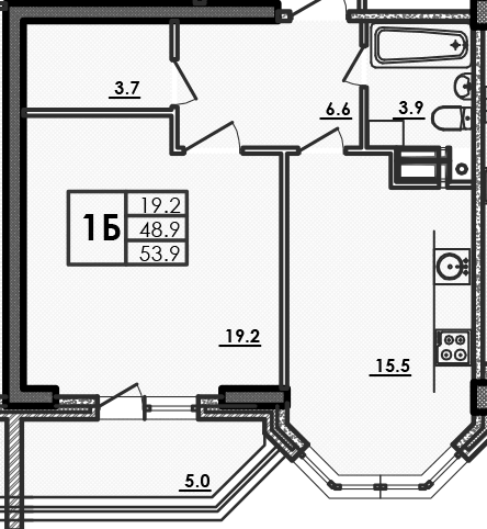 1-кімнатна 53.9 м² в ЖК Хвиля від 22 150 грн/м², Одеса