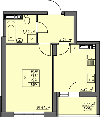 1-кімнатна 35.29 м² в ЖК Одеські традиції від 27 750 грн/м², Одеса