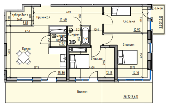 3-кімнатна 96.87 м² в ЖК Простір Eco City (Простір на Радісній від 21 750 грн/м², Одеса