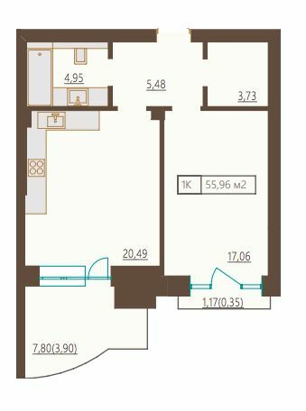 1-кімнатна 55.96 м² в ЖК Французький бульвар, 29б від 73 800 грн/м², Одеса