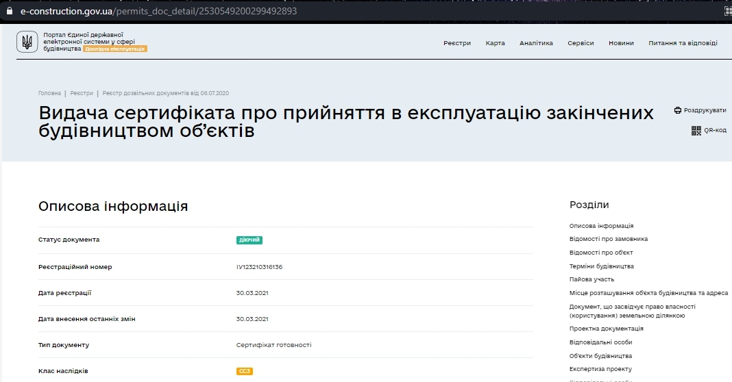 Сертифікат про готовність 2 очередь (4а, 4б), ЖК Левада