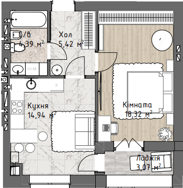 1-кімнатна 46.14 м² в ЖК Чайка Люкс від 20 200 грн/м², Одеса