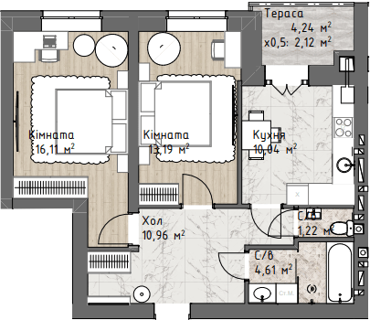 2-кімнатна 58.25 м² в ЖК Чайка Люкс від 20 000 грн/м², Одеса