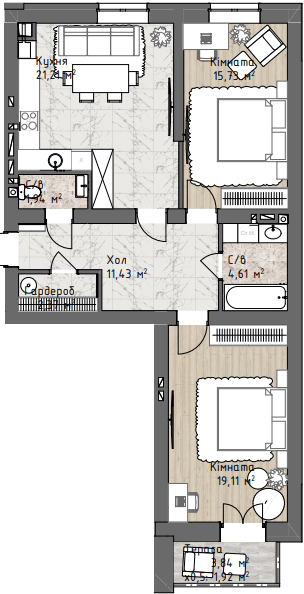 2-кімнатна 78.32 м² в ЖК Чайка Люкс від 20 000 грн/м², Одеса