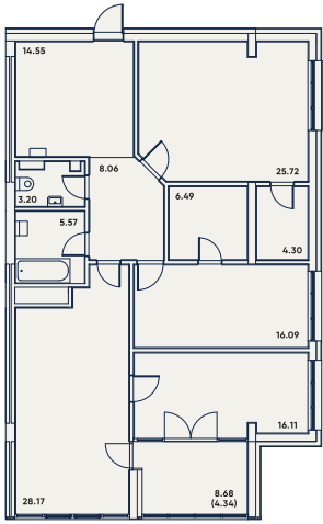 3-кімнатна 133.45 м² в КБ Сапфір від 38 200 грн/м², Одеса