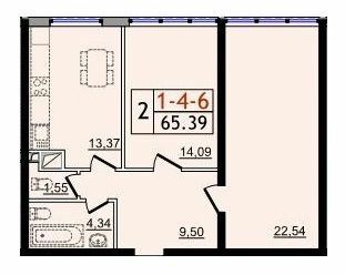 2-кімнатна 65.39 м² в ЖК П'ятдесят четверта перлина від 22 050 грн/м², с. Крижанівка