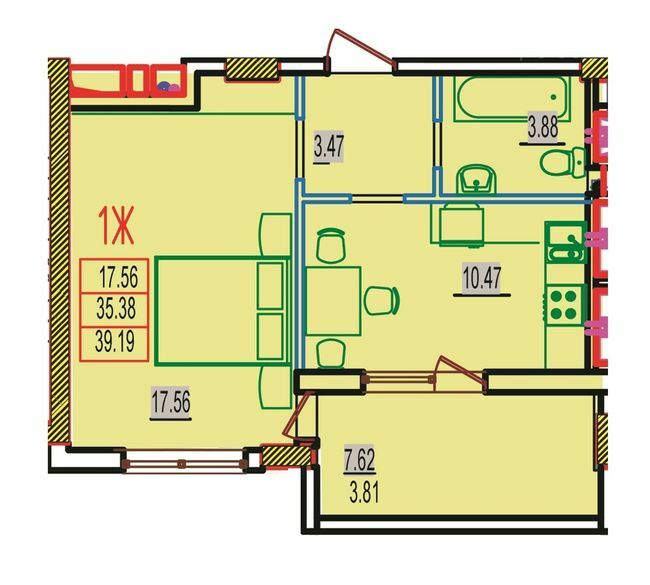 1-кімнатна 39.19 м² в ЖК RosenTal від 16 150 грн/м², с. Лиманка