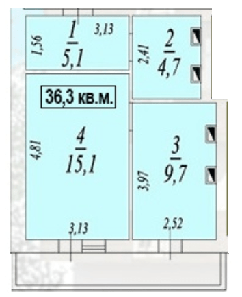 1-кімнатна 36.3 м² в ЖК Авангард від 14 500 грн/м², смт Авангард