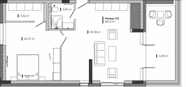 1-кімнатна 68.31 м² в Апарт-комплекс LEV CITY від 90 350 грн/м², Львів