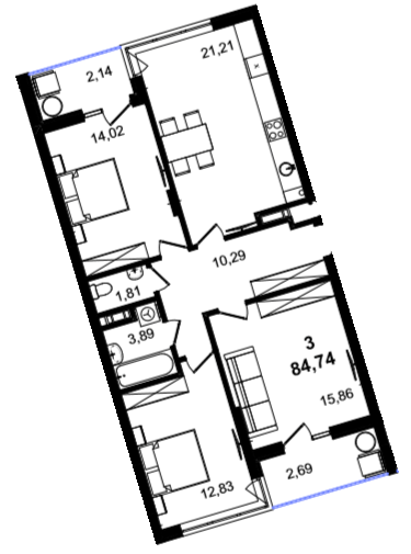3-кімнатна 84.74 м² в ЖК BARCELONA від 25 600 грн/м², Львів