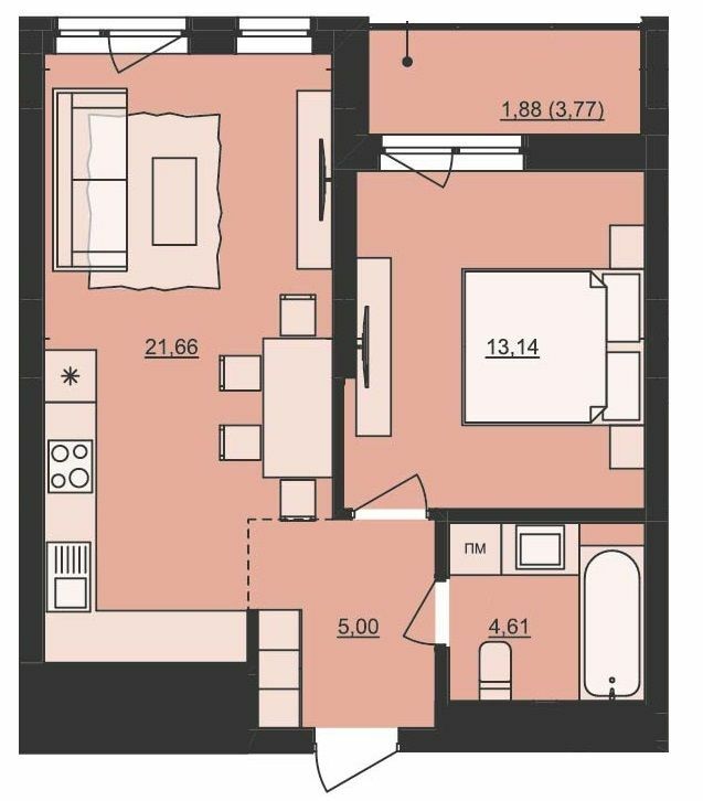 1-комнатная 46.29 м² в ЖК Mill Town от 46 300 грн/м², Львов