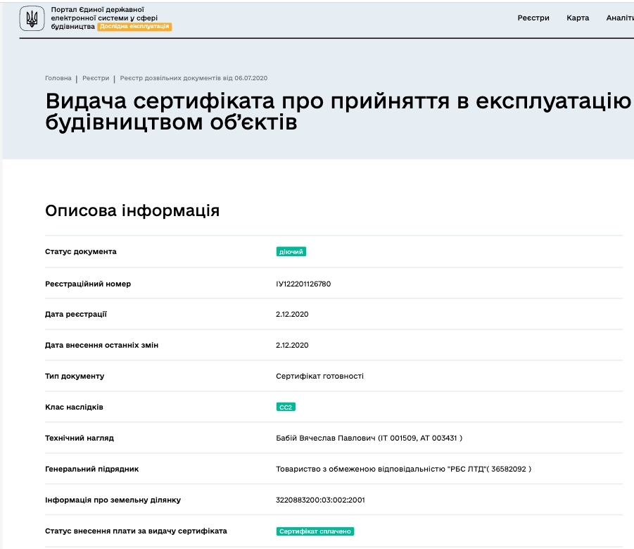 Сертифікат про готовність Дом 9, ЖК Кантрі Таунхаус