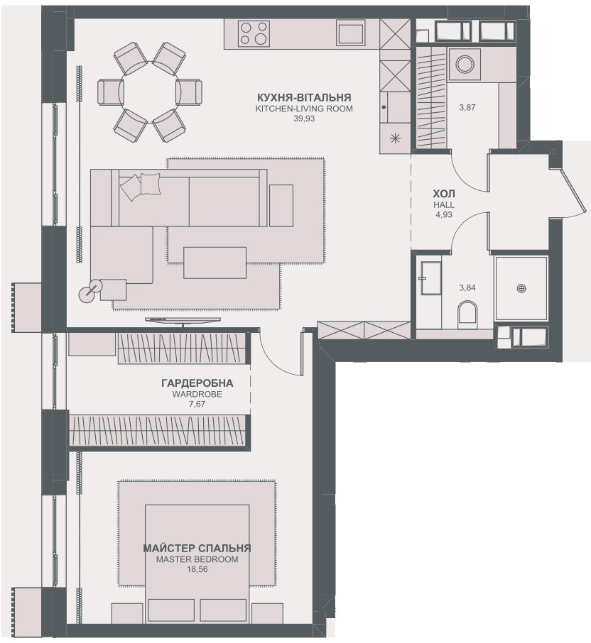 1-кімнатна 78.16 м² в ЖК TRIIINITY від 63 650 грн/м², Київ