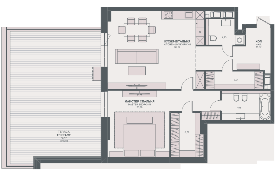 1-кімнатна 112.91 м² в ЖК TRIIINITY від 83 850 грн/м², Київ