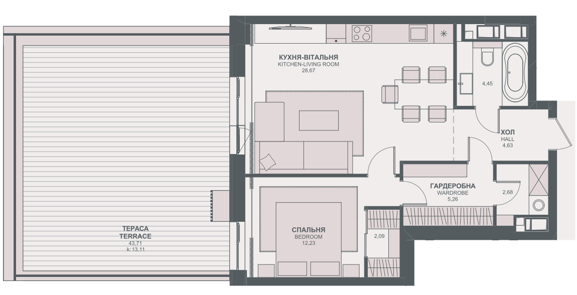 1-кімнатна 73.13 м² в ЖК TRIIINITY від 63 650 грн/м², Київ