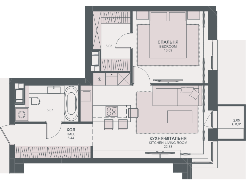 1-кімнатна 52.57 м² в ЖК TRIIINITY від 63 650 грн/м², Київ