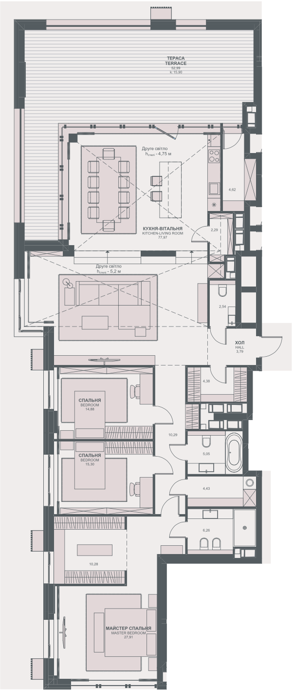 3-кімнатна 204.31 м² в ЖК TRIIINITY від 62 900 грн/м², Київ