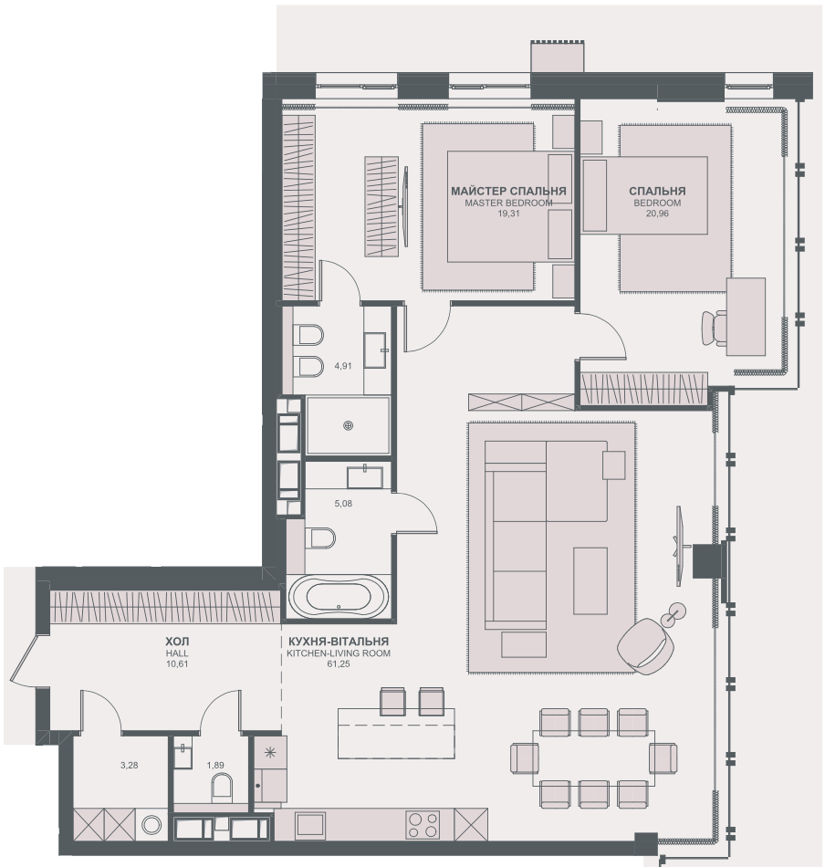 3-кімнатна 127.29 м² в ЖК TRIIINITY від 62 900 грн/м², Київ
