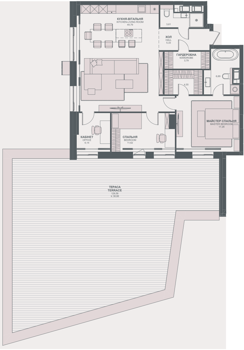 3-кімнатна 142.97 м² в ЖК TRIIINITY від 84 400 грн/м², Київ