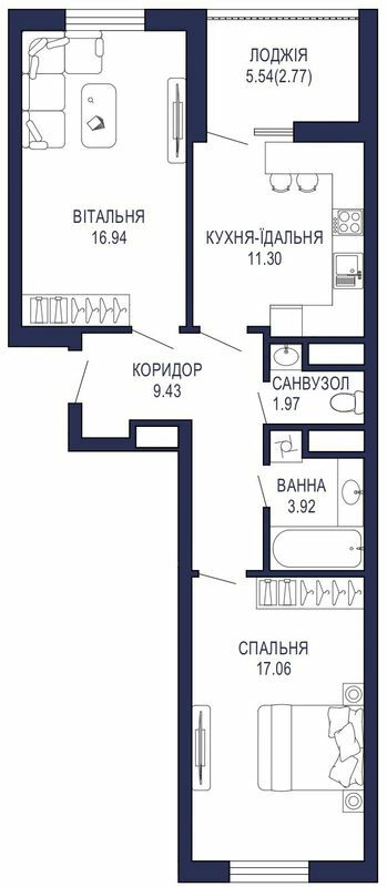 2-комнатная 63.39 м² в ЖК Viking Park от 27 650 грн/м², Львов