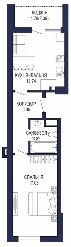 1-комнатная 42.99 м² в ЖК Viking Park от 27 650 грн/м², Львов