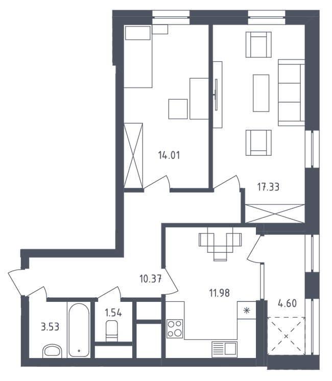 2-комнатная 63.36 м² в ЖК Малоголосківські пагорби от 21 350 грн/м², Львов