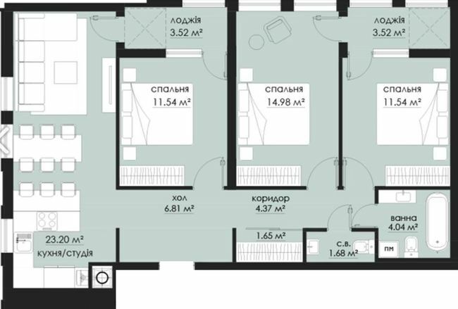 3-кімнатна 86.85 м² в ЖК на Стрийській від 25 950 грн/м², Львів