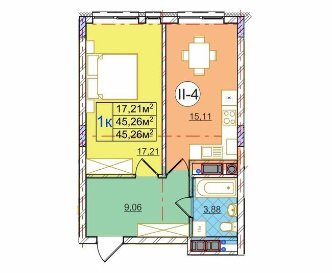 1-кімнатна 45.26 м² в ЖК на вул. Перфецького від 24 350 грн/м², Львів