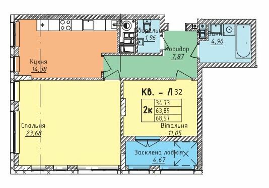 2-кімнатна 68.57 м² в ЖК на вул. Стрийська, 45 від 21 450 грн/м², Львів