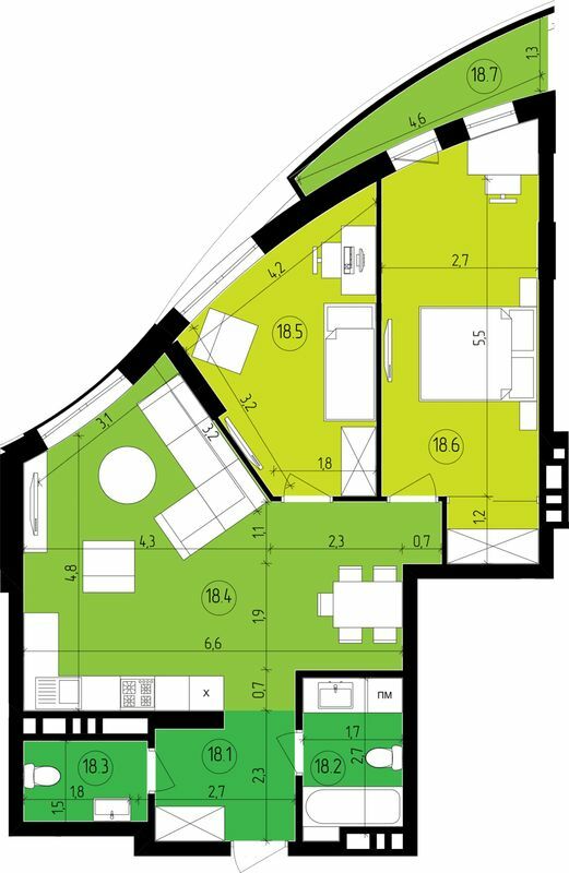 2-кімнатна 74.02 м² в ЖК Парус Smart від 19 500 грн/м², Львів