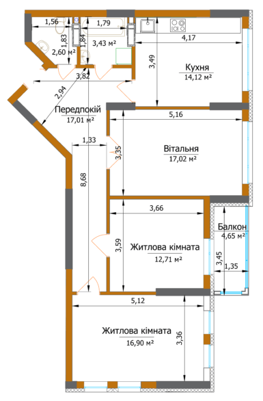 3-кімнатна 85.19 м² в ЖК Eco Dream від 33 000 грн/м², Київ