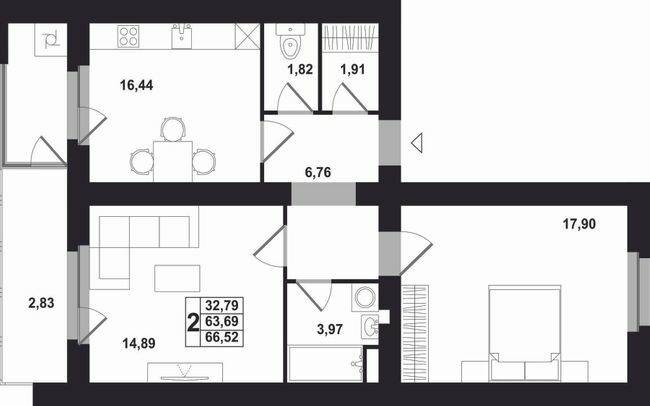 2-комнатная 66.52 м² в ЖК Марлон от застройщика, Львов