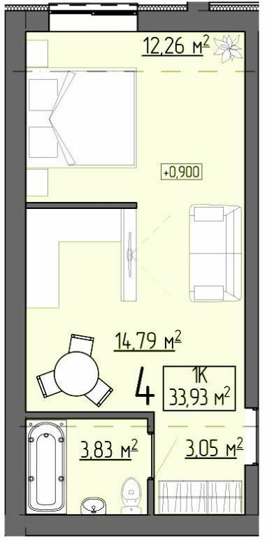 1-кімнатна 33.93 м² в ЖК Бузковий від 16 750 грн/м², м. Винники