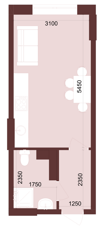 1-комнатная 22.72 м² в ЖК Urban One Klochkivska от 21 900 грн/м², Харьков