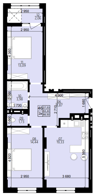 2-комнатная 66.5 м² в ЖК Свитанок от 22 800 грн/м², Львов