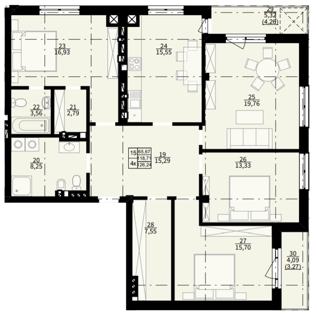 4-комнатная 126.24 м² в ЖК Hygge от 20 150 грн/м², пгт Брюховичи
