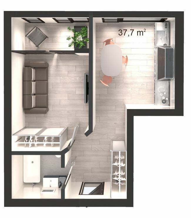 1-комнатная 37.7 м² в ЖК Вертикаль от 20 500 грн/м², Днепр